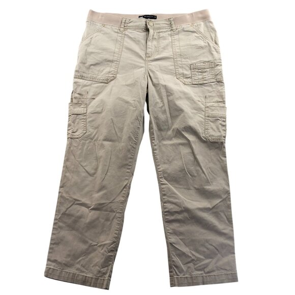 Lee Pants - Lee Womens Cargo Pants Size 10M Relaxed Fit Beige Straight Leg Elastic Waist Tan